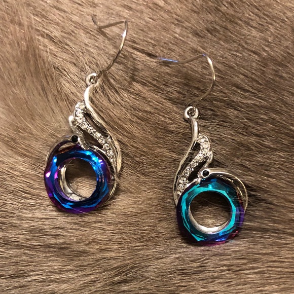 Peacock Dangle Earrings - Picture 1 of 5